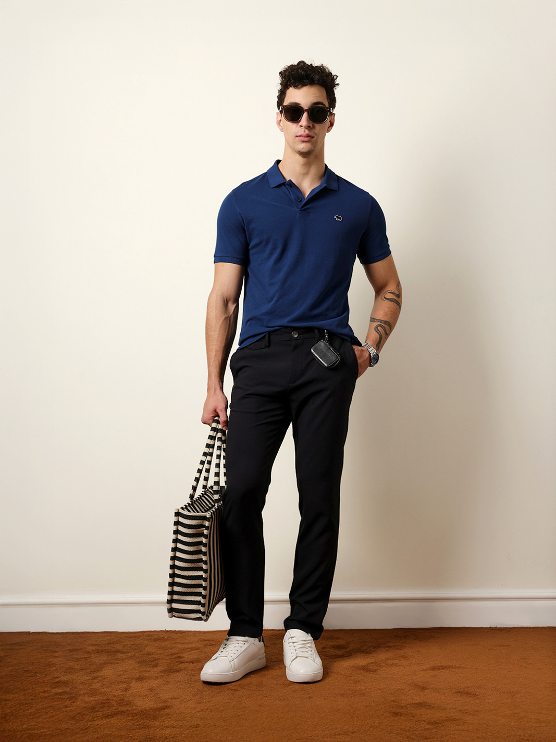 Image of THE BEAR HOUSE Slim Fit Men Black Trousers