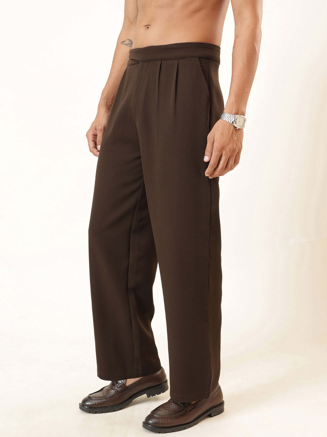 Image of MASCLN SASSAFRAS Relaxed Men Brown Trousers