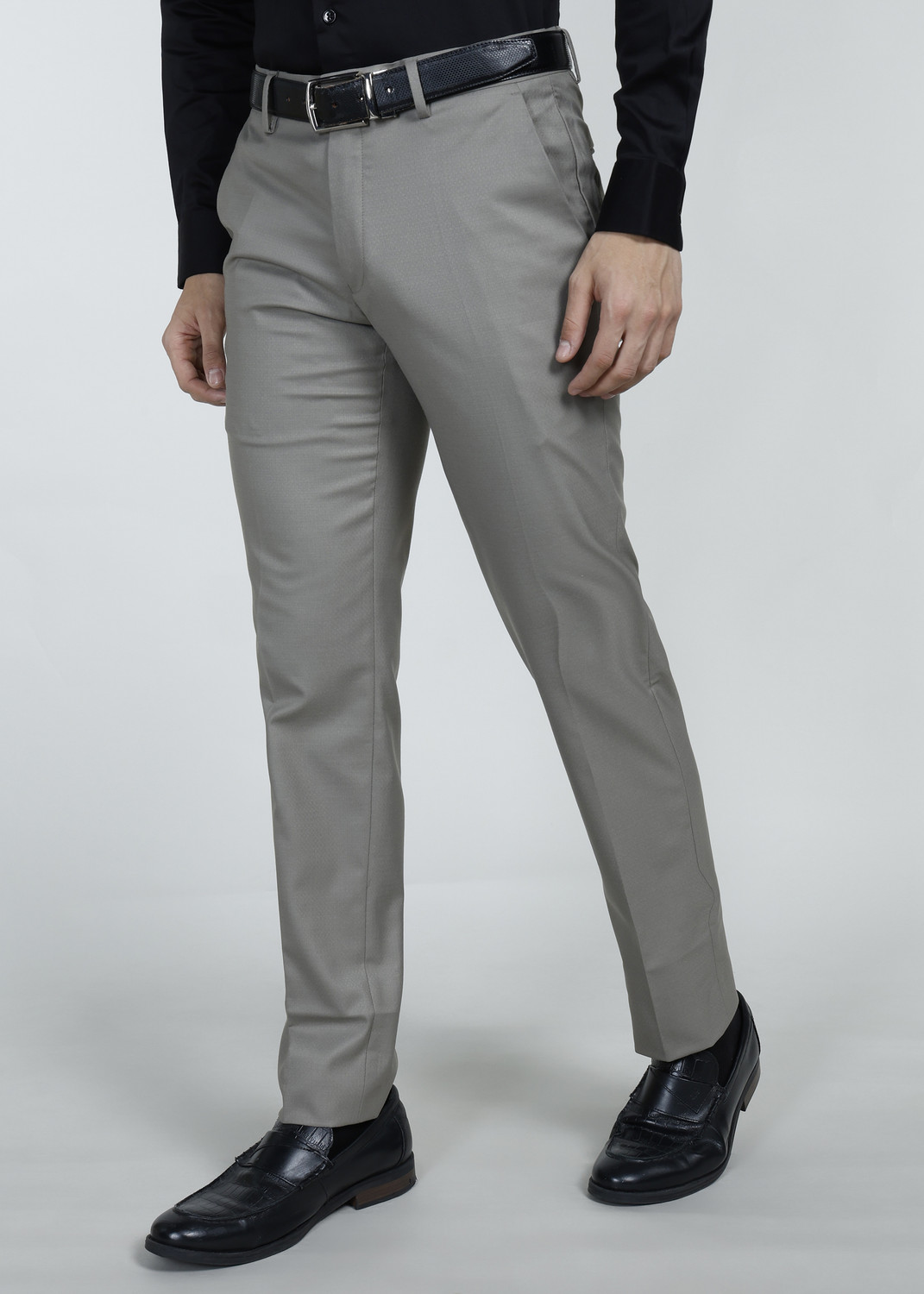 Image of PETER ENGLAND Slim Fit Men Green Trousers