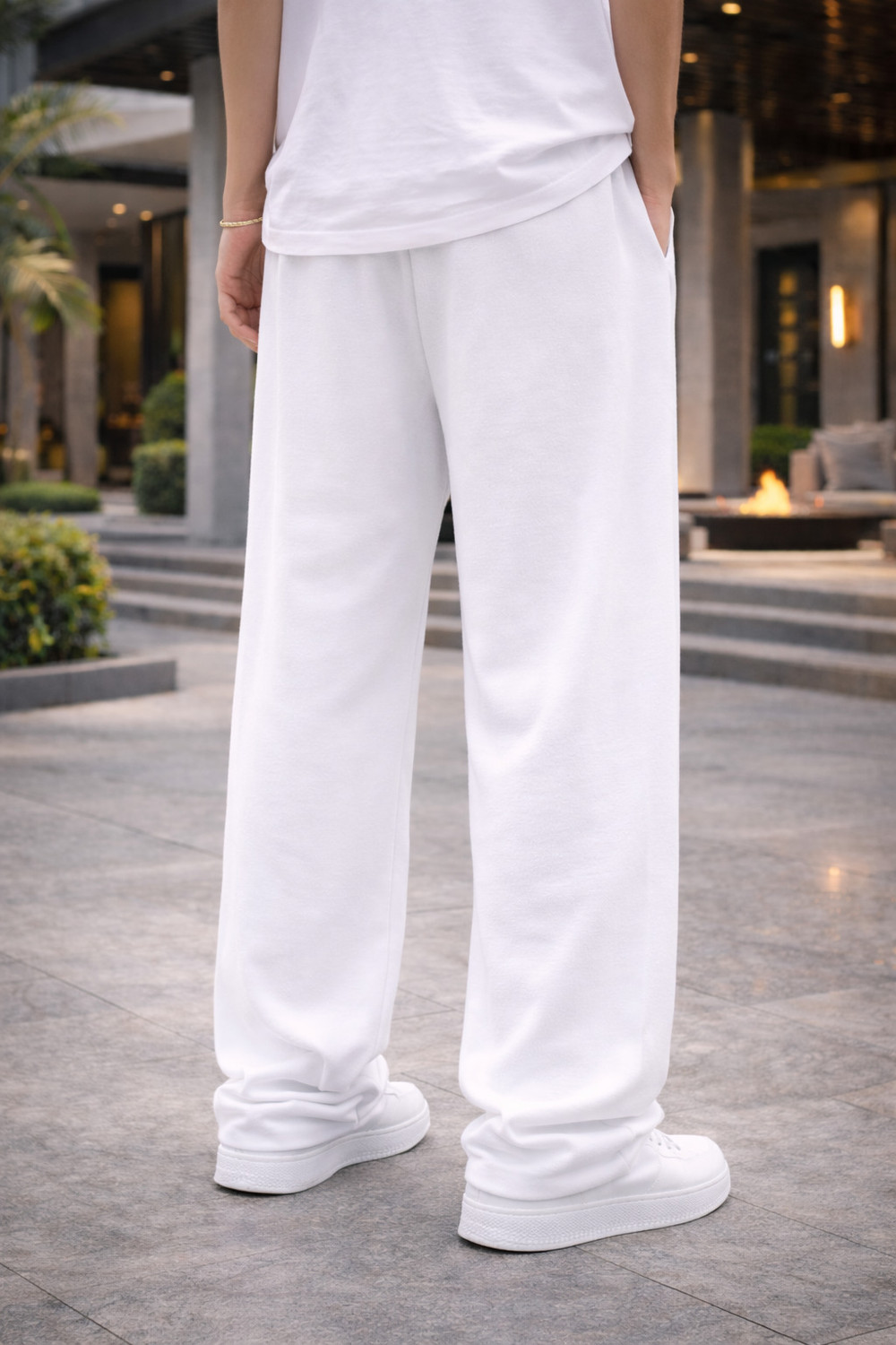 Image of VELVET ROOTS Loose Fit Men White Trousers