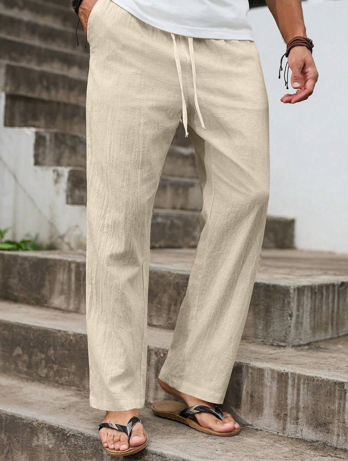 Plus91 Regular Fit Men Beige Trousers - Image 1