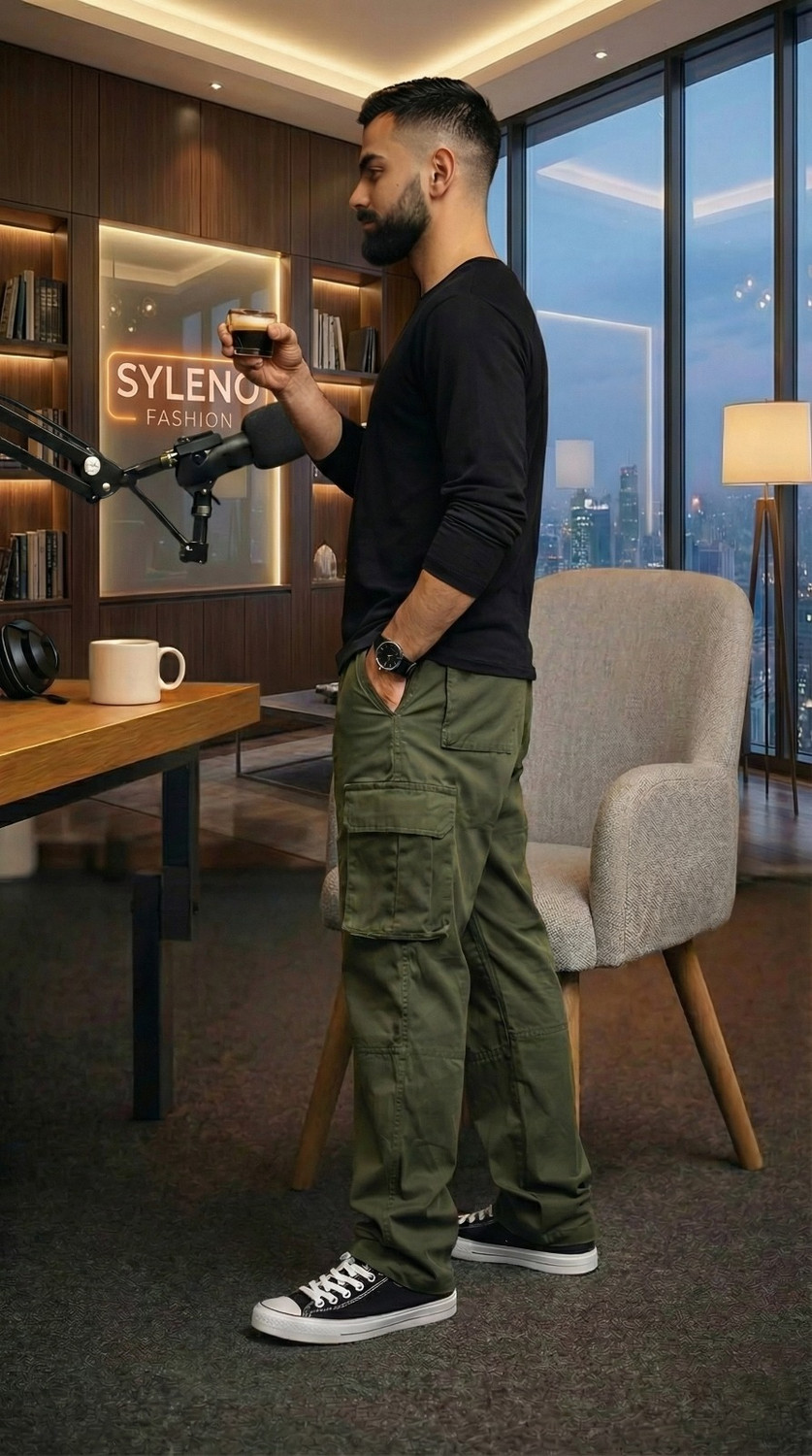 Image of Momai Regular Fit Men Green Trousers