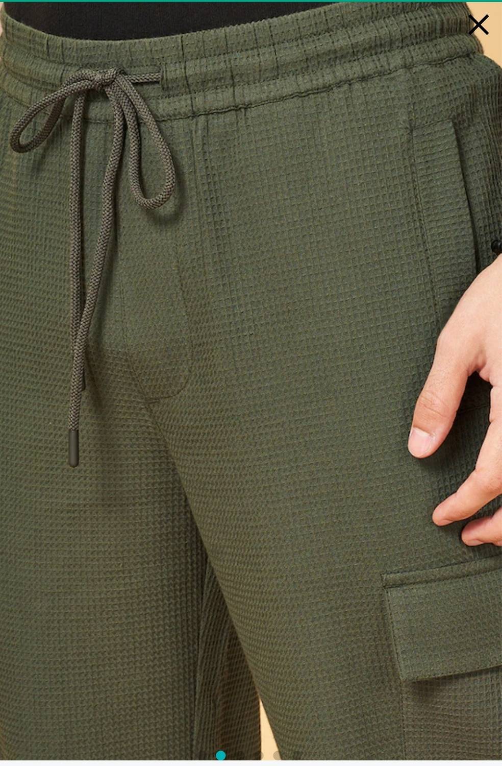 INDICLUB Self Design Men Green Track Pants - Image 4