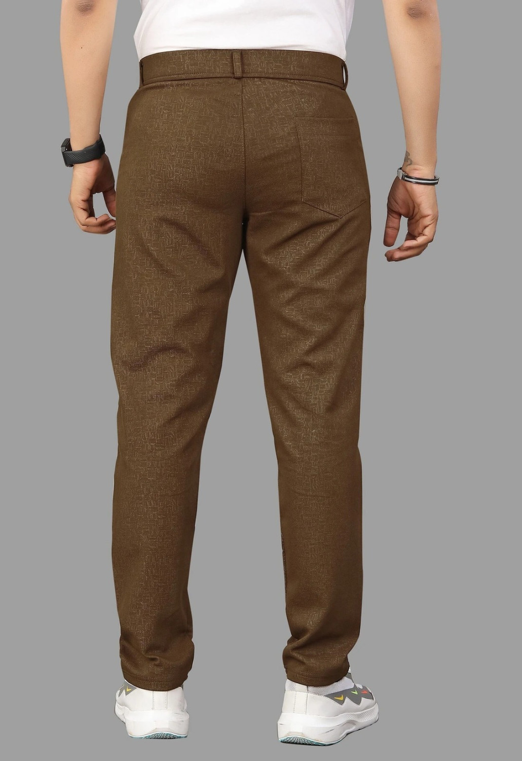 Image of COMBRAIDED Slim Fit Men Brown Trousers