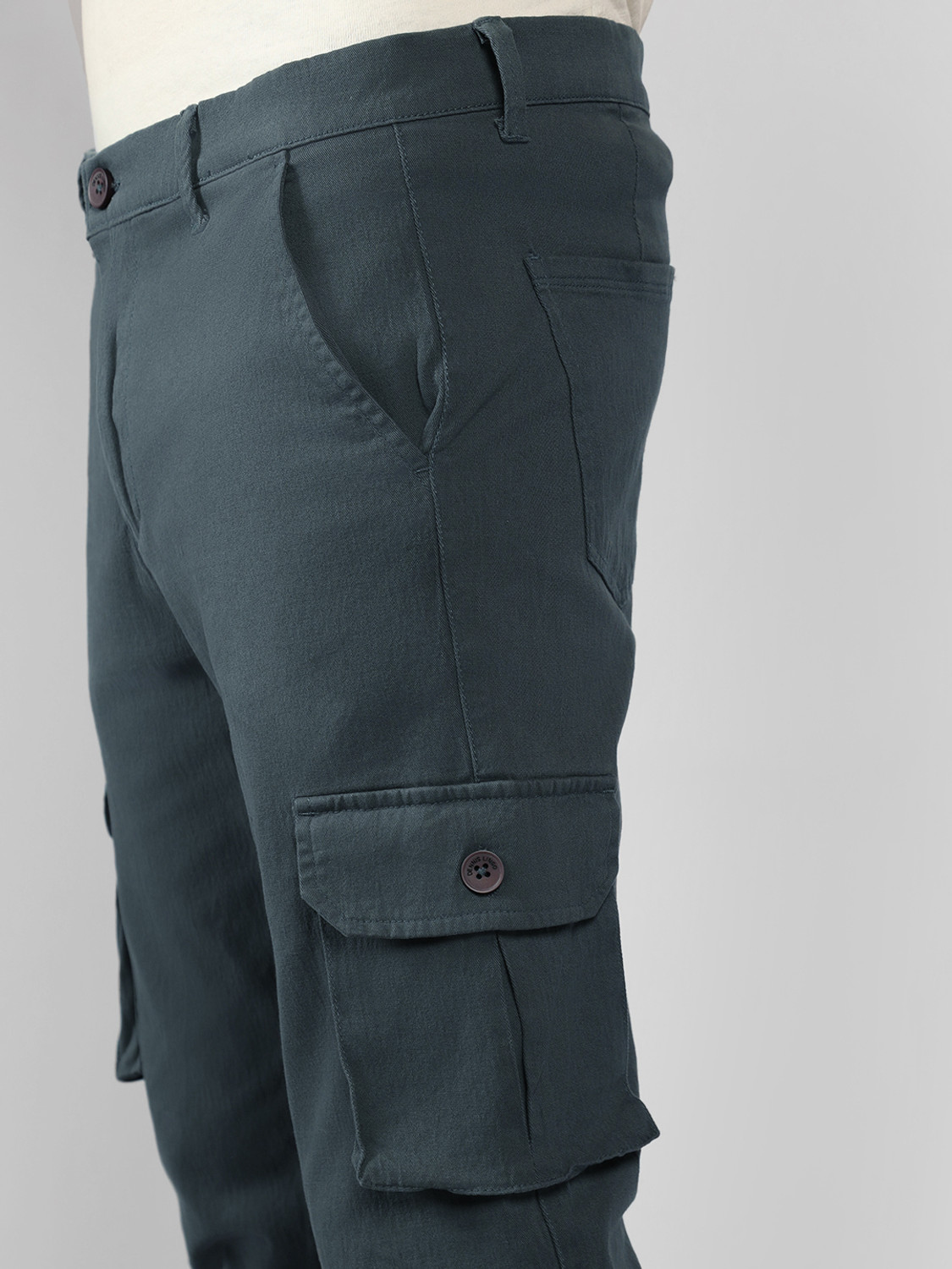 Image of Dennis Lingo Slim Fit Men Grey Trousers