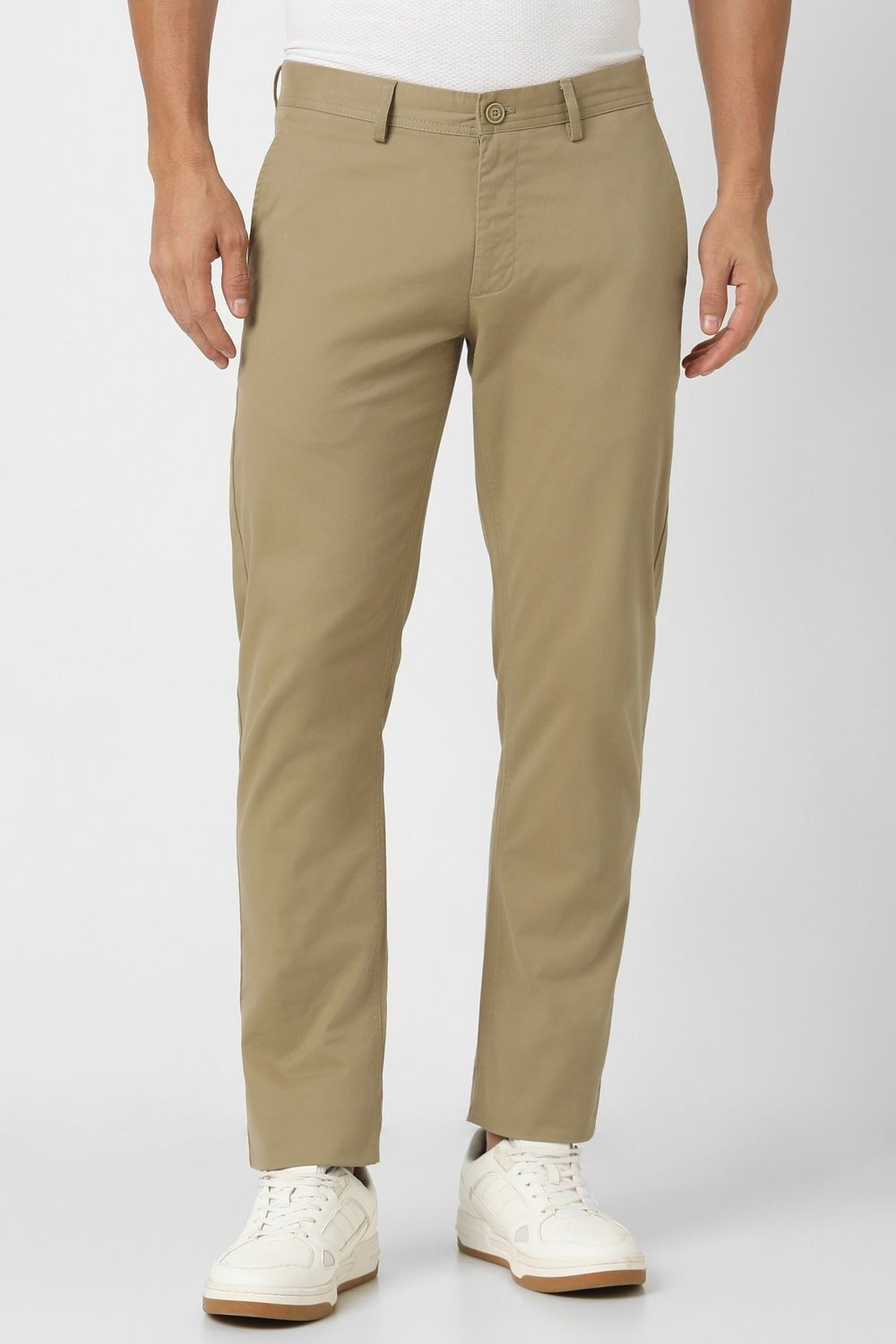 Image of PETER ENGLAND Slim Fit Men Khaki Trousers