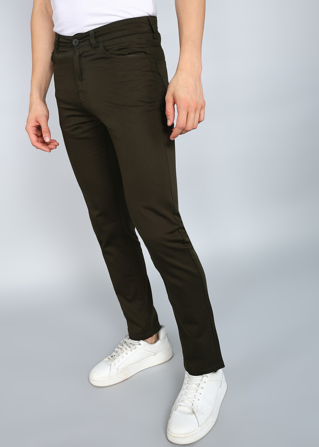 Image of PROVOGUE Slim Fit Men Grey Trousers