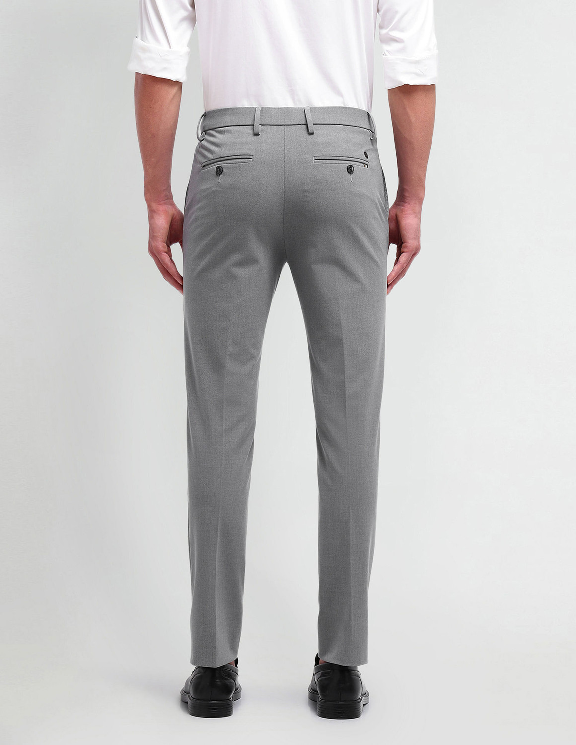 Image of Arrow Newyork Slim Fit Men Grey Trousers