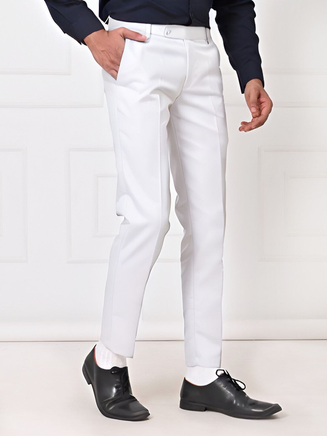 Image of El Cielo Regular Fit Men White Trousers