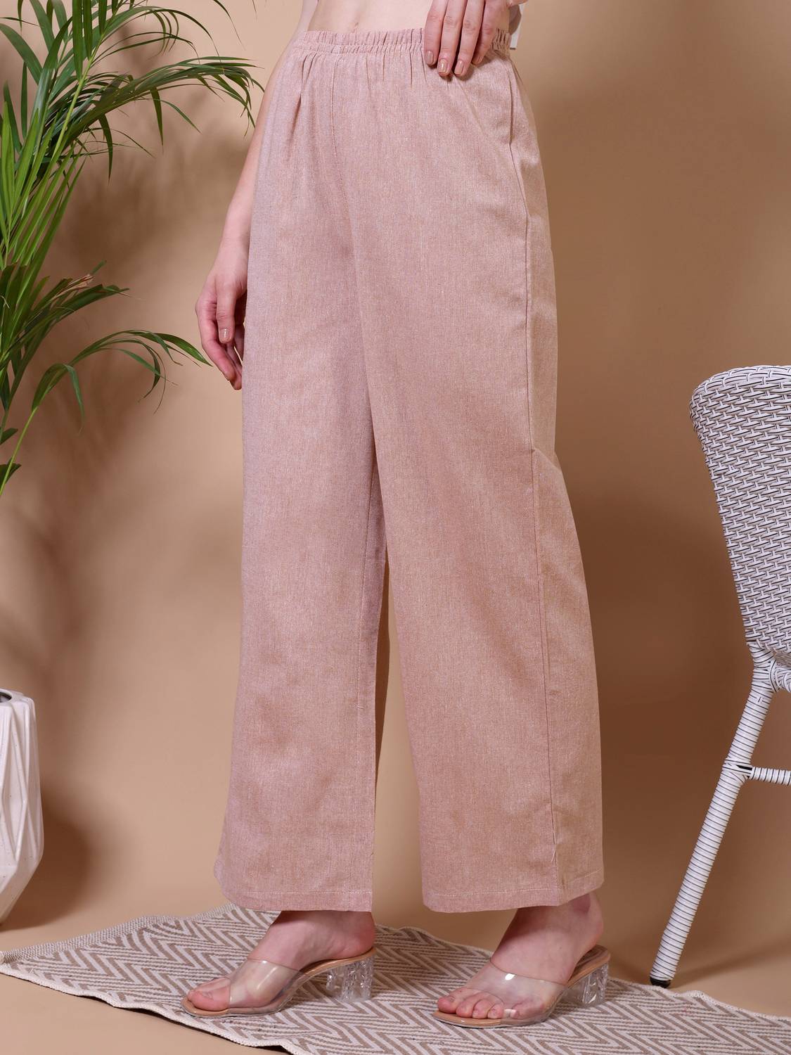 Ameerah Regular Fit Women Brown Trousers