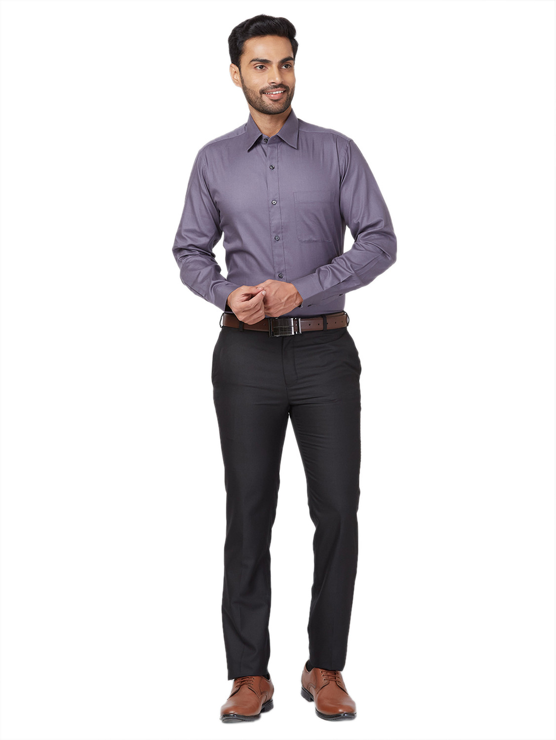 Image of Raymond Slim Fit Men Black Trousers