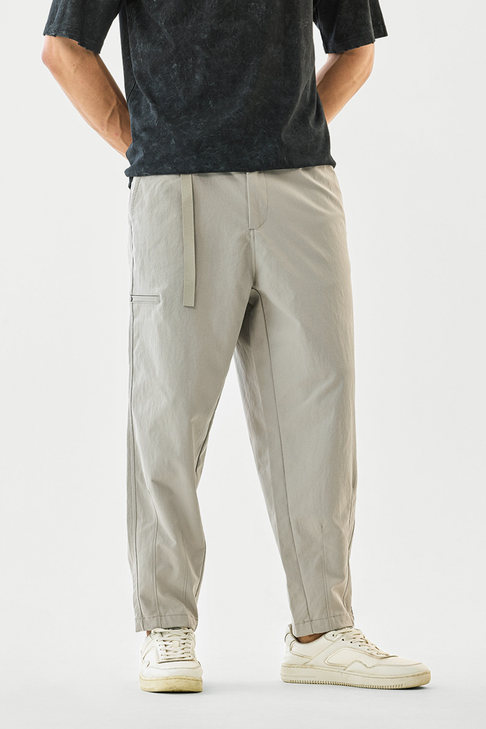 Image of Snitch Slim Fit Men Beige Trousers