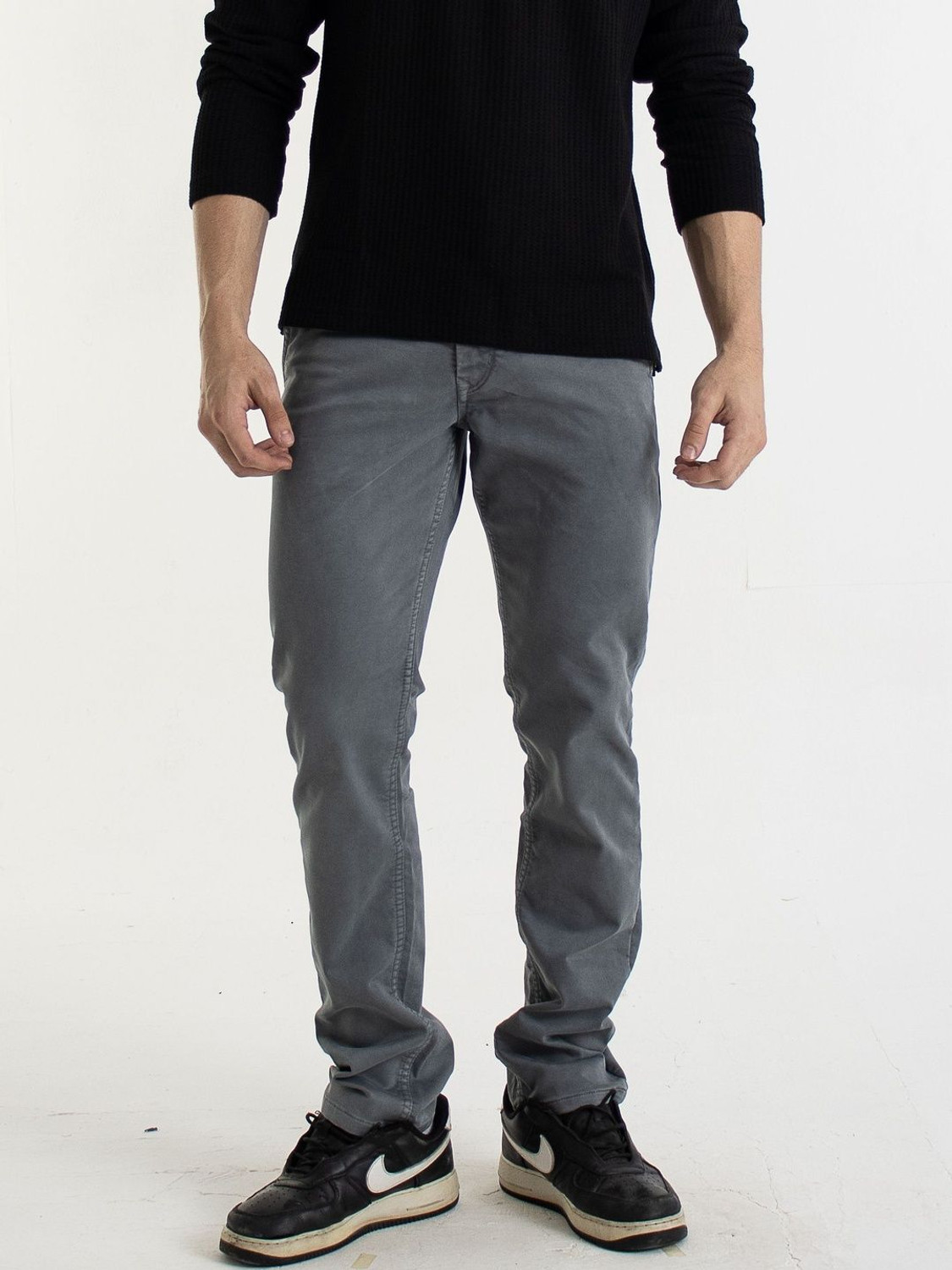 Image of Roadster Slim Fit Men Grey Trousers