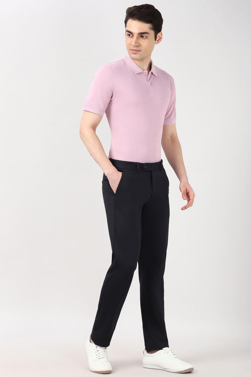 Image of PETER ENGLAND Slim Fit Men Black Trousers