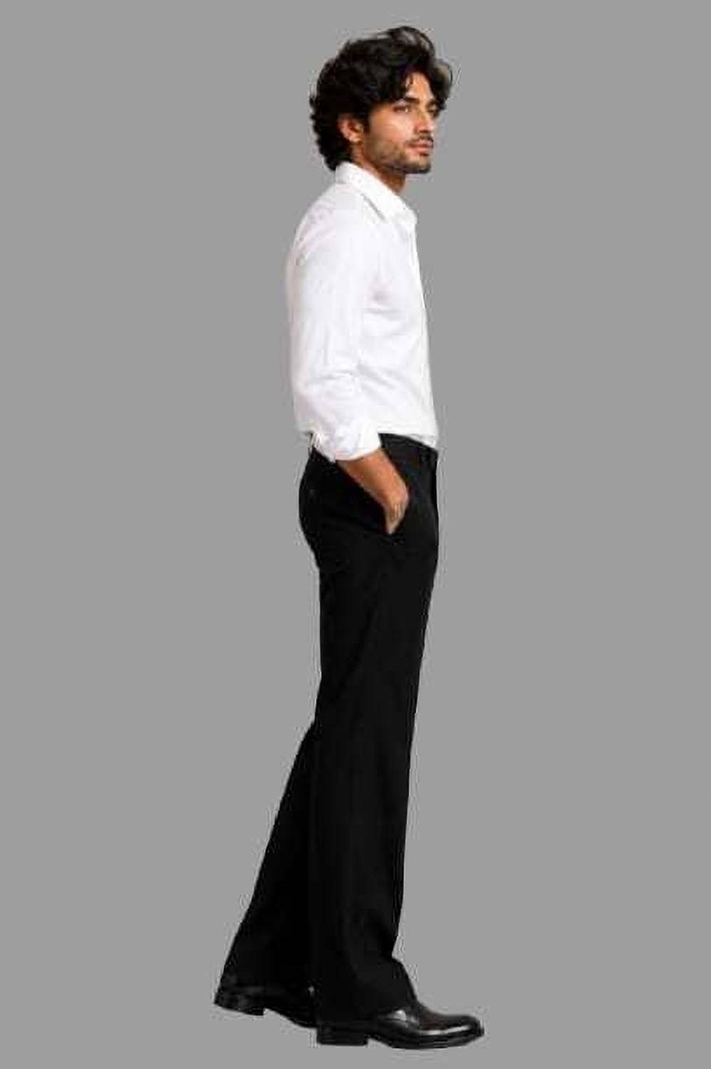 Naaz Men Flared Black Linen Blend Trousers - Image 3