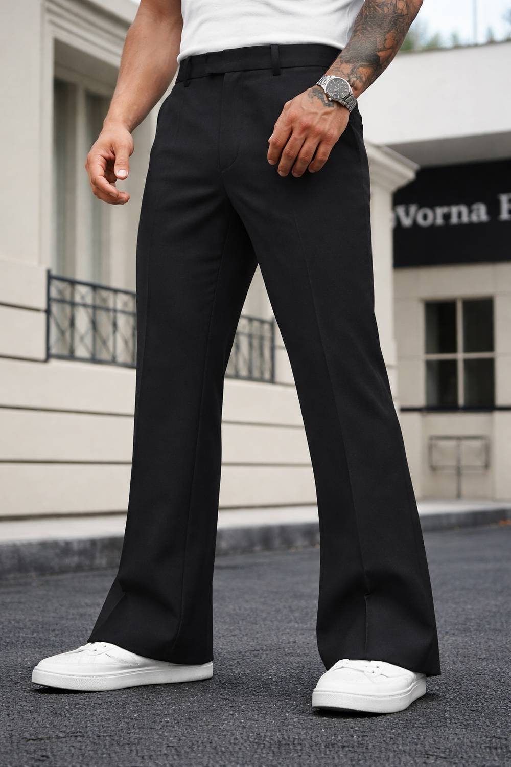 Plus91 Flared Black Men Trousers - Image 4