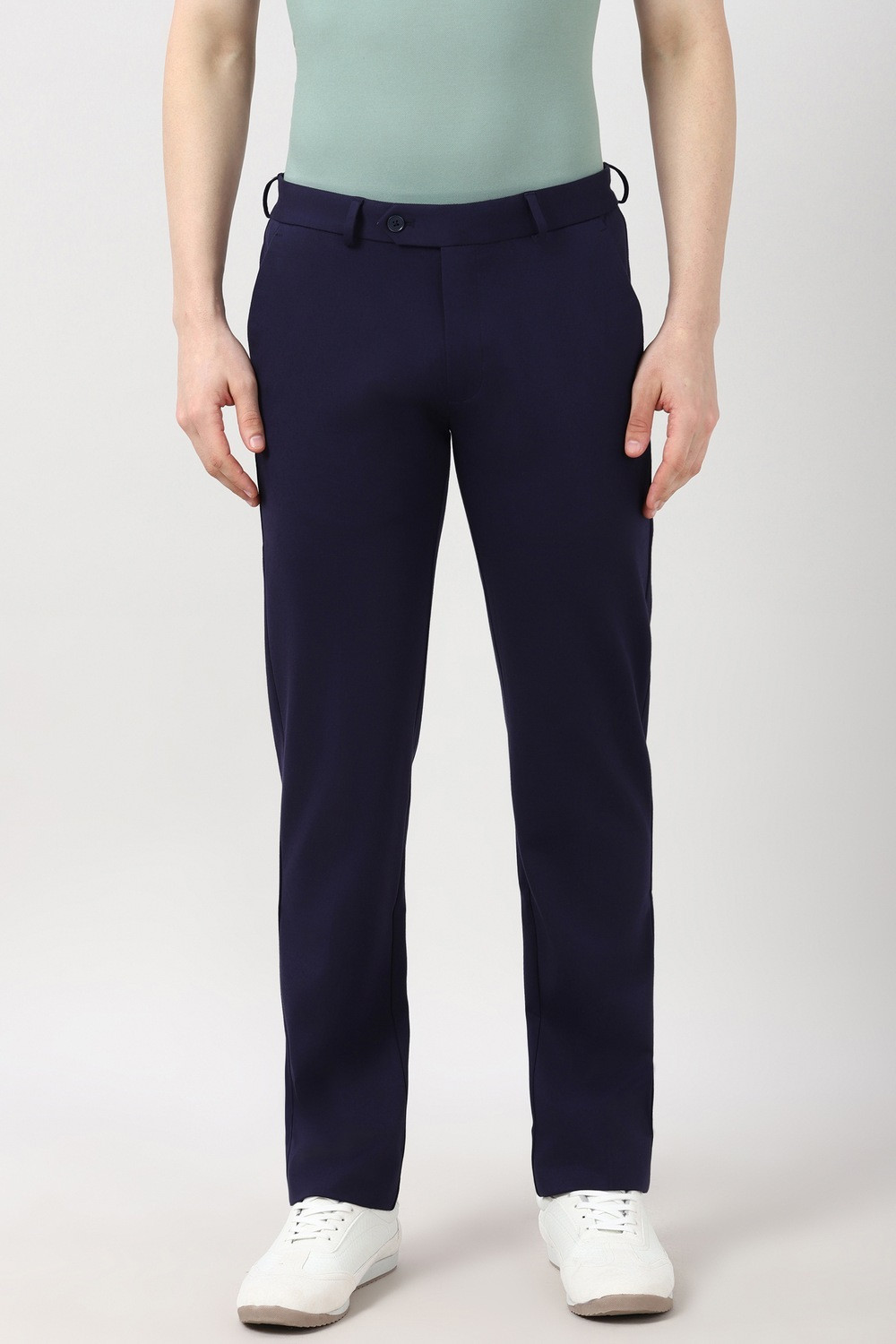 Image of PETER ENGLAND Slim Fit Men Dark Blue Trousers