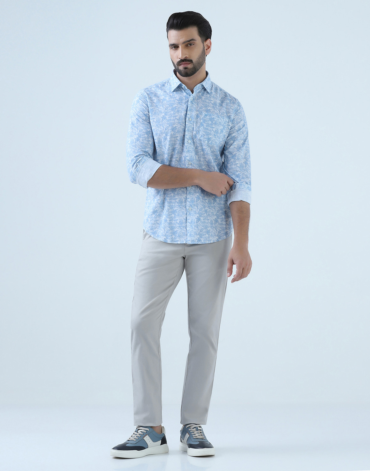 Image of Blackberrys Slim Fit Men Blue Trousers