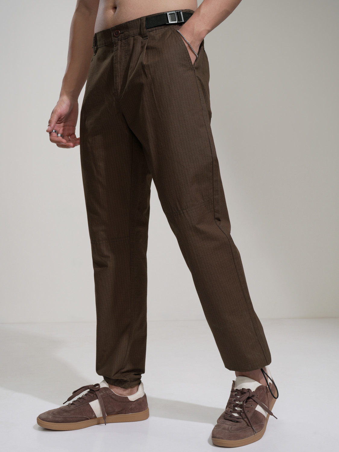 Image of HIGHLANDER Straight Fit Men Brown Trousers