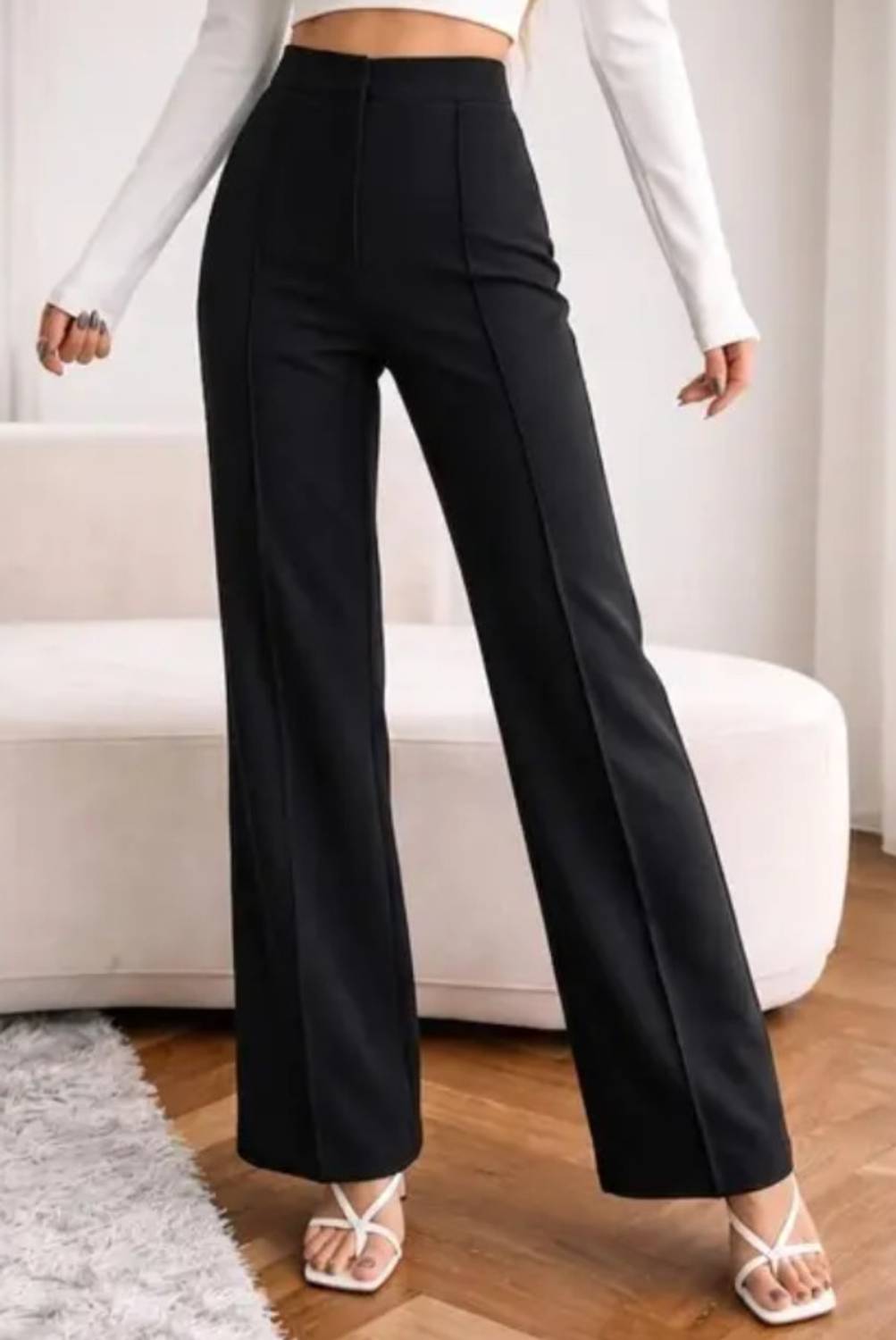 Ajhu Regular Fit Women Black Trousers