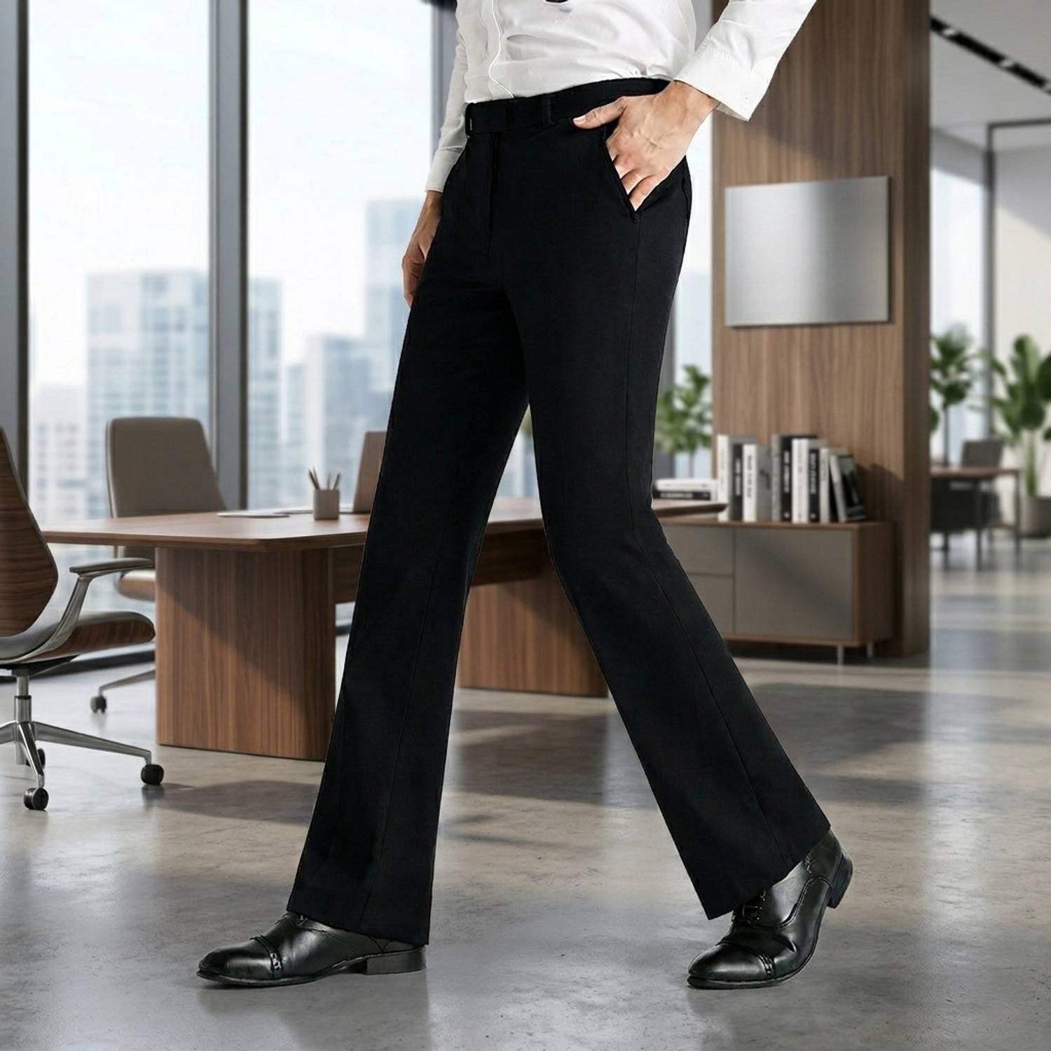 LOVRIN Regular Fit Men Black Trousers - Image 2