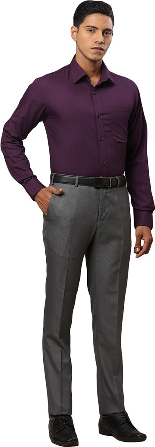 Image of Raymond Slim Fit Men Grey Trousers