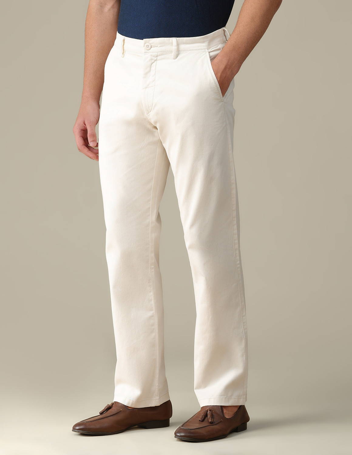 Image of U.S. POLO ASSN. Straight Fit Men White Trousers