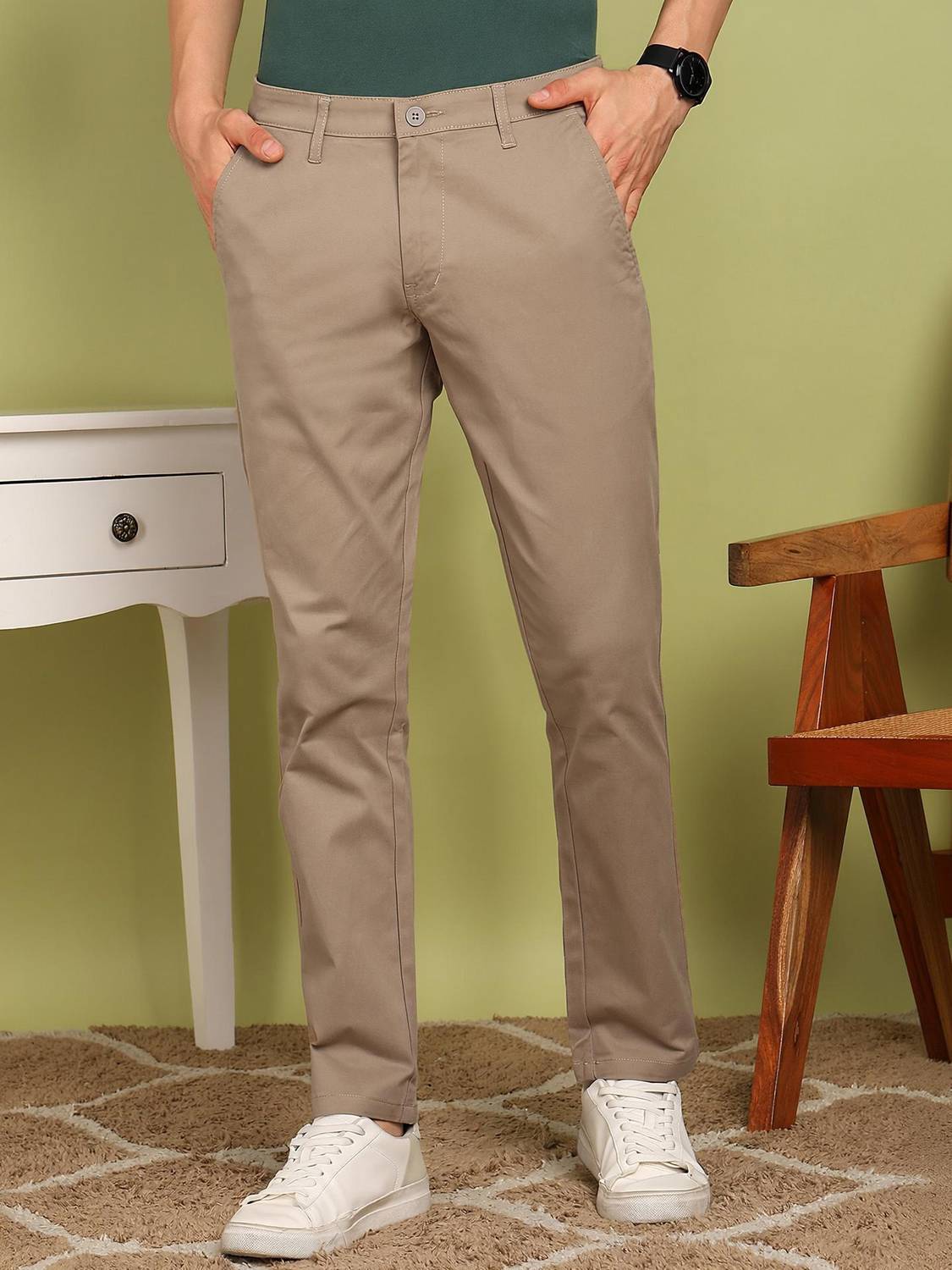 FUBAR Men Slim Fit Grey Cotton Trousers - Image 1