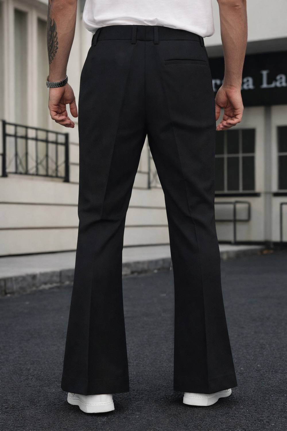 Plus91 Flared Black Men Trousers - Image 2