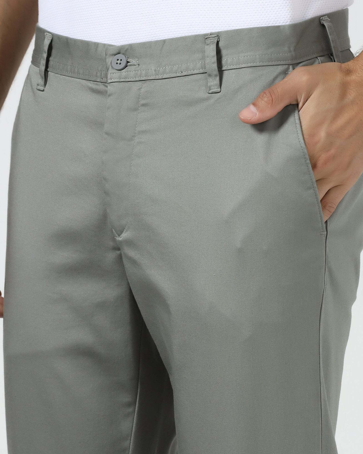 Image of Blackberrys Regular Fit Men Grey Trousers
