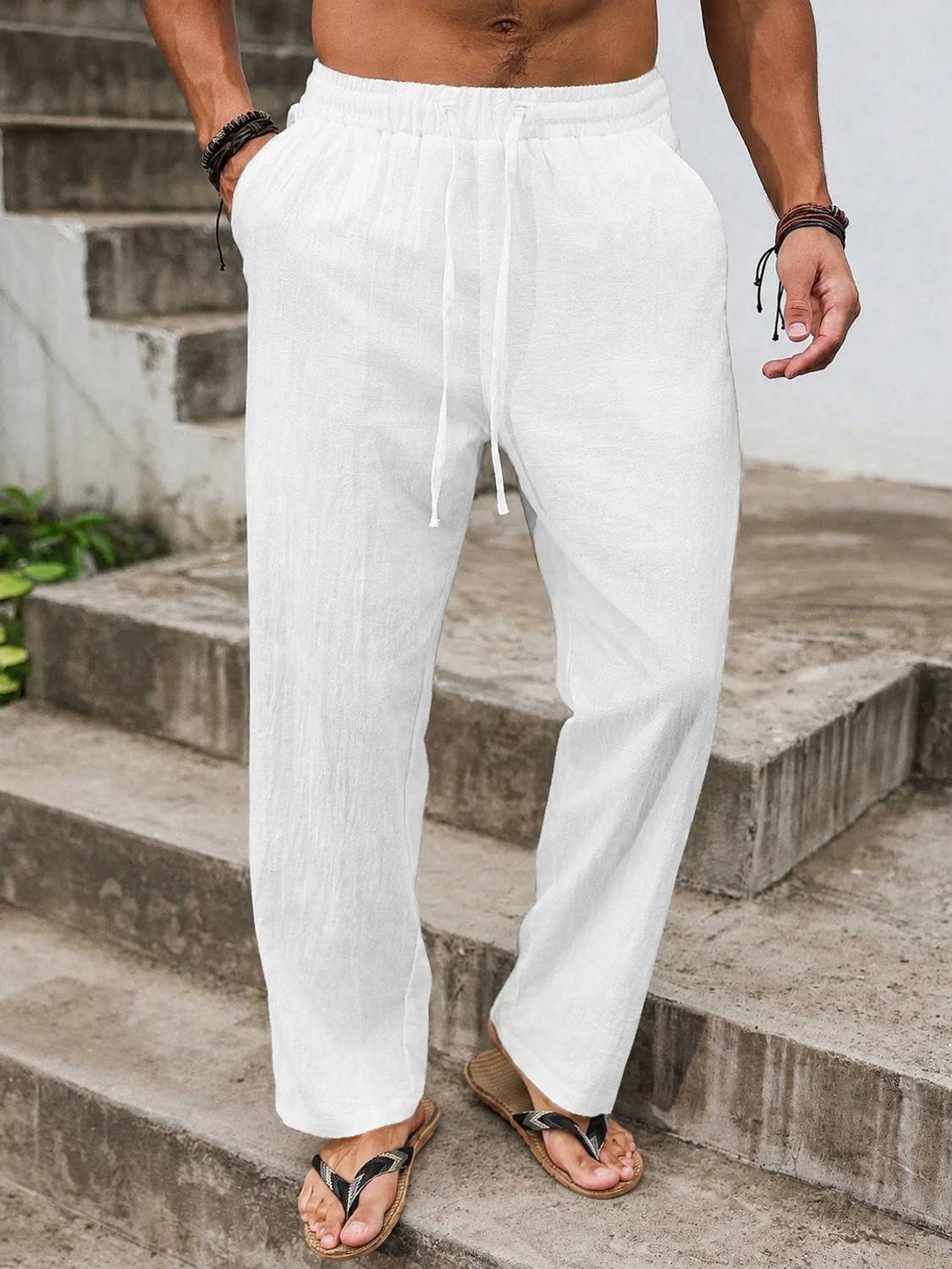 COMBRAIDED Regular Fit Men White Trousers