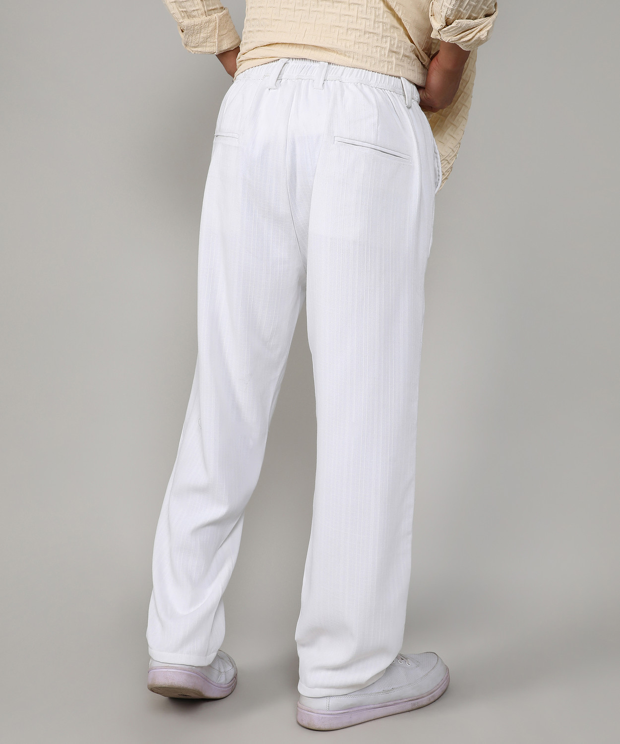 Image of CAHOOT Regular Fit Men White Trousers