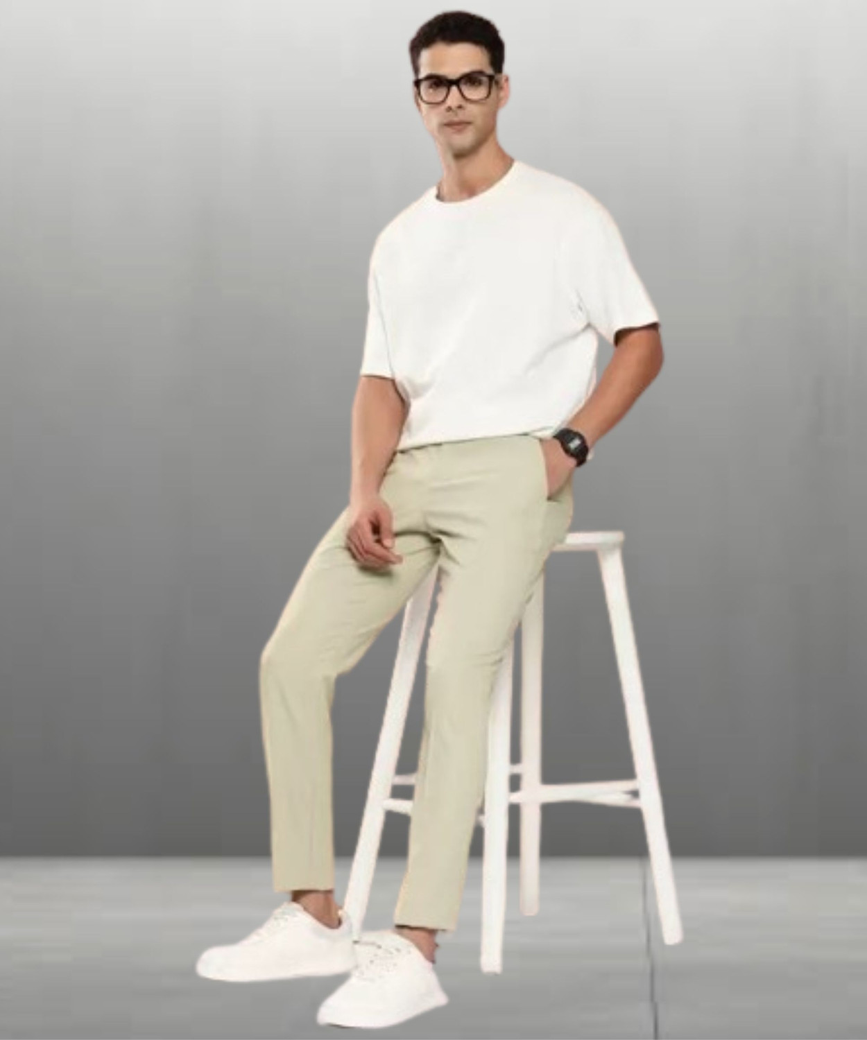 Image of Maleno Slim Fit Men Light Green Trousers