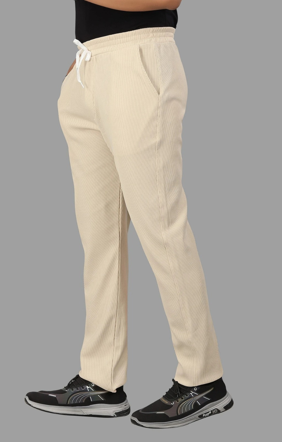 Image of COMBRAIDED Loose Fit Men Beige Trousers