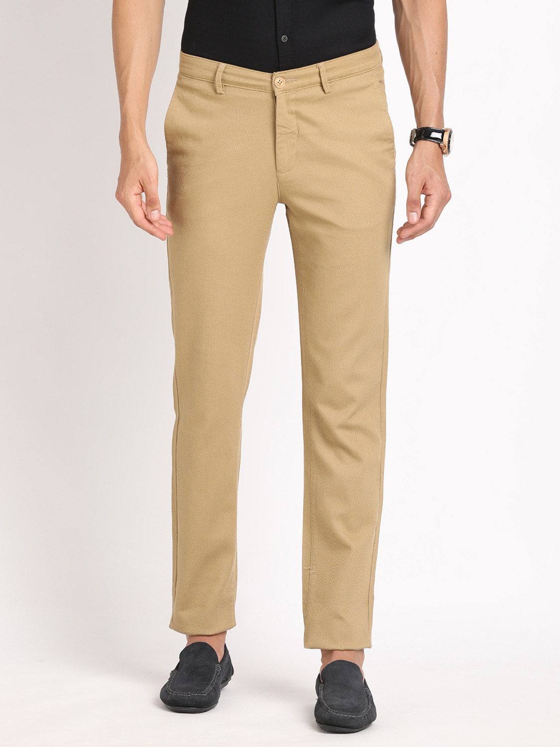 Image of TURTLE Skinny Fit Men Beige Trousers