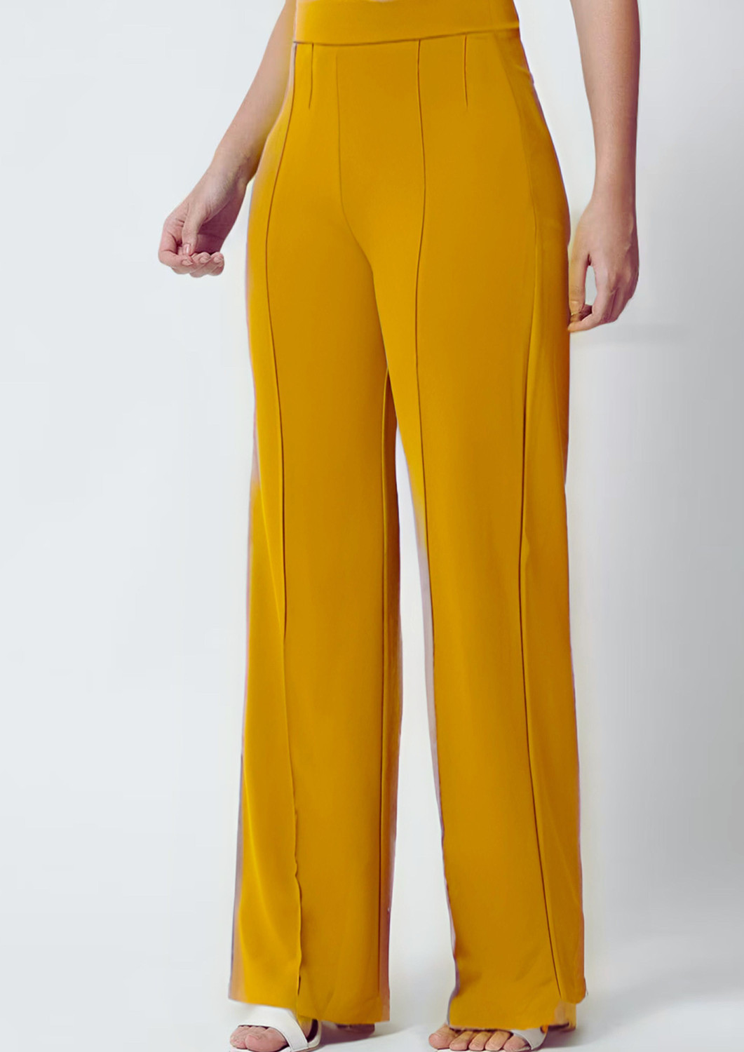 Image of OOWL Regular Fit Women Yellow Trousers