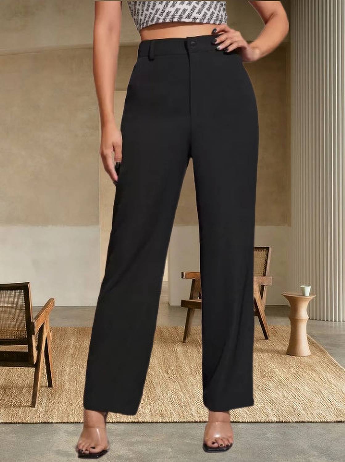 MISS BALIKA Regular Fit Women Black Trousers
