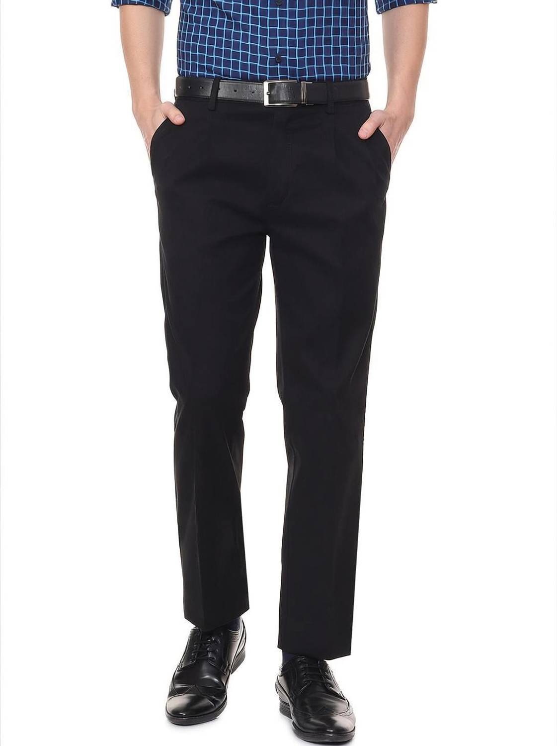 Allen Solly Regular Fit Men Black Trousers