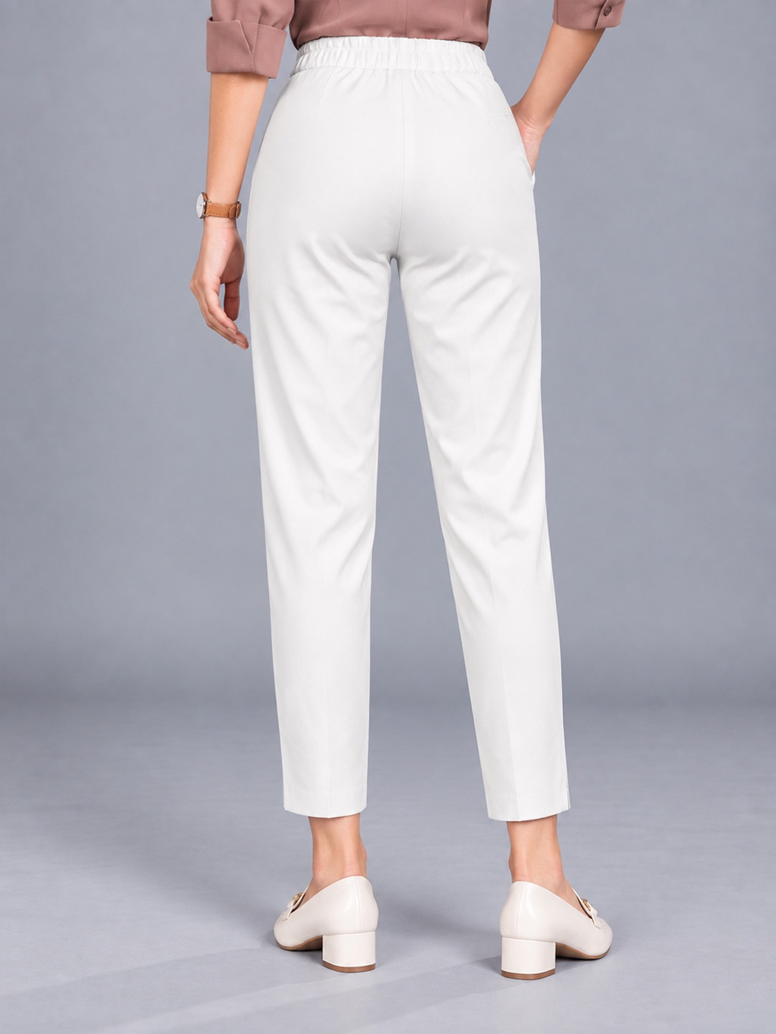 Image of Dollar Missy Straight Fit Women White Trousers