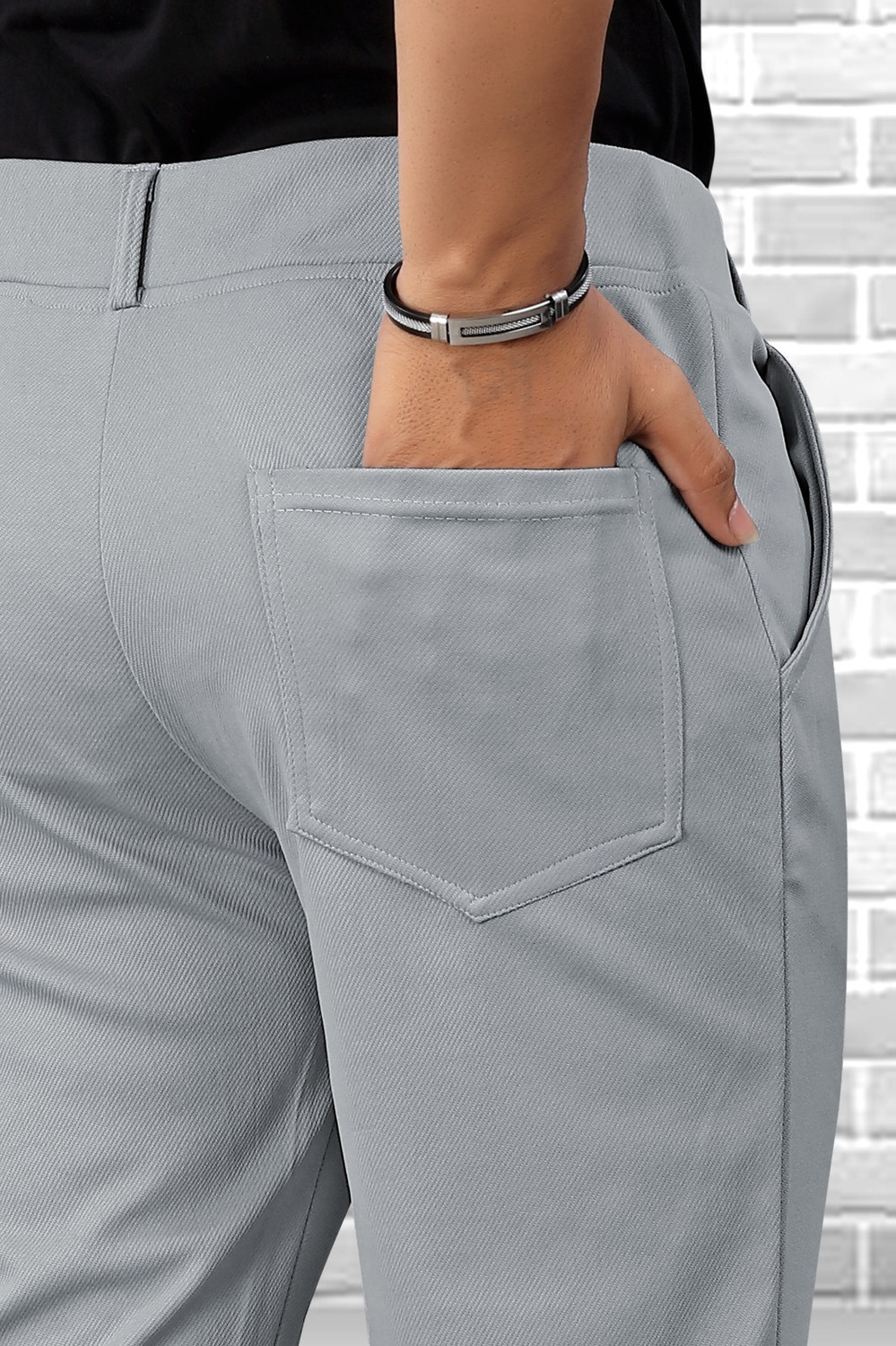 Image of JABROO Regular Fit Men Grey Trousers
