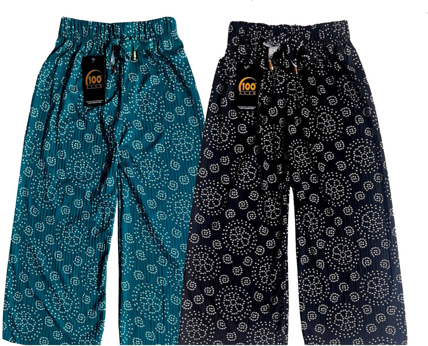 100LUCK Loose Fit Girls Black, Multicolor Trousers