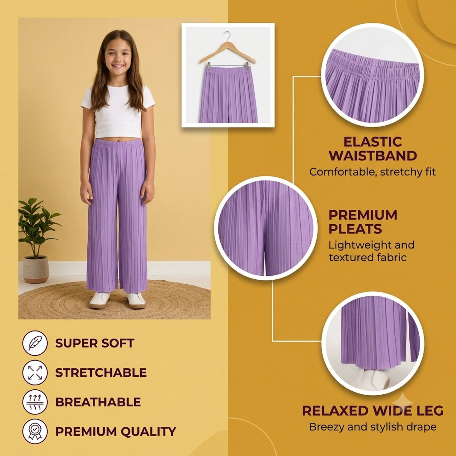 Image of SUPERFAST D Pack of 5 Girls Regular Fit Multicolor Lycra Blend Trousers