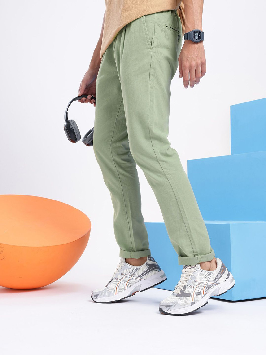 Image of AEROPOSTALE Regular Fit Men Green Trousers