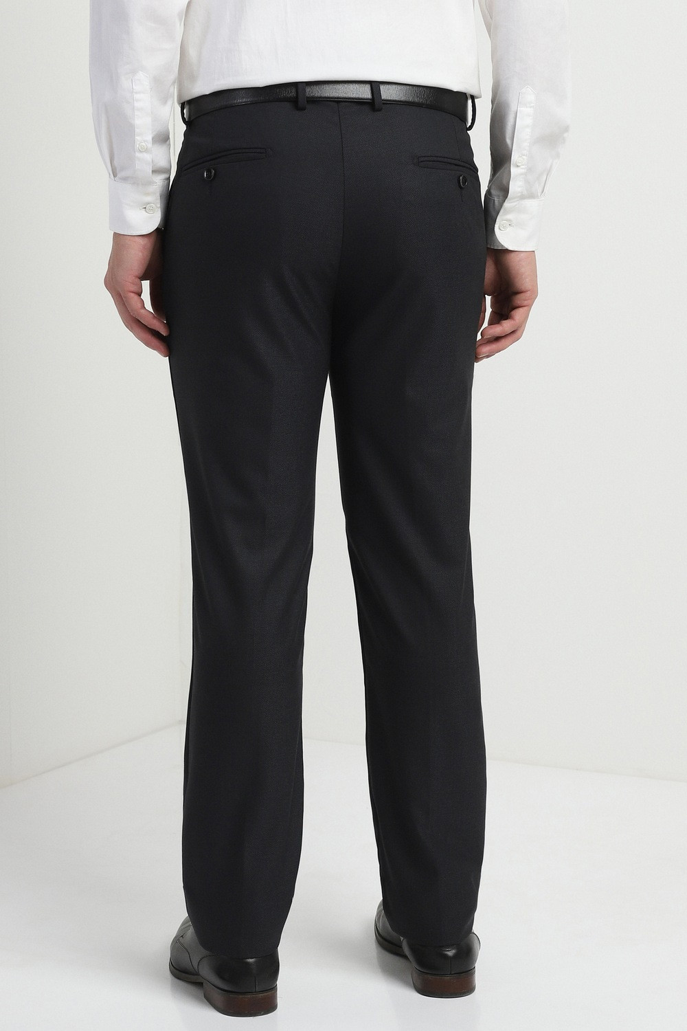 Image of Allen Solly Slim Fit Men Black Trousers