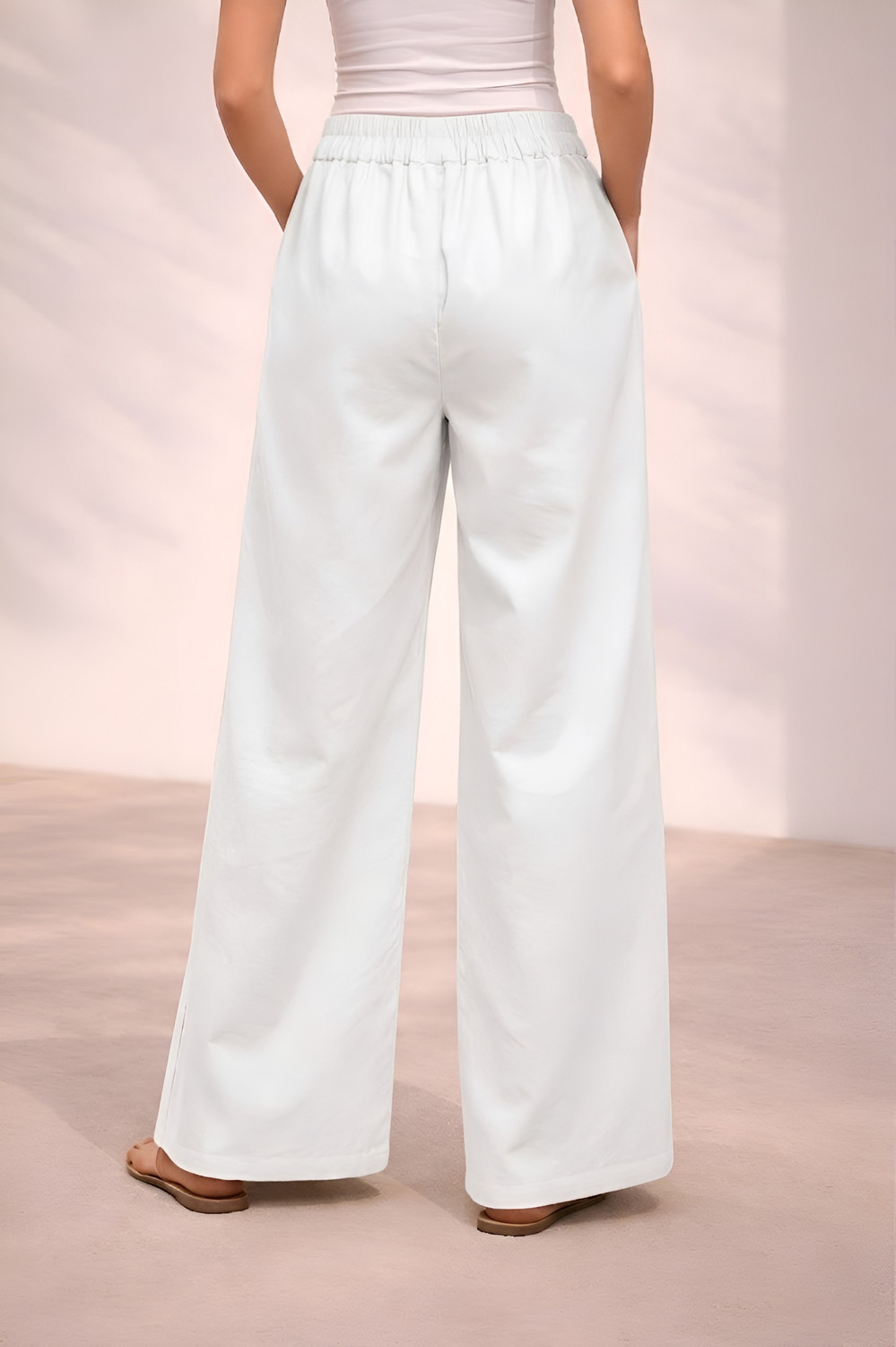 Image of Moda Rapido Comfort Fit Women White Trousers