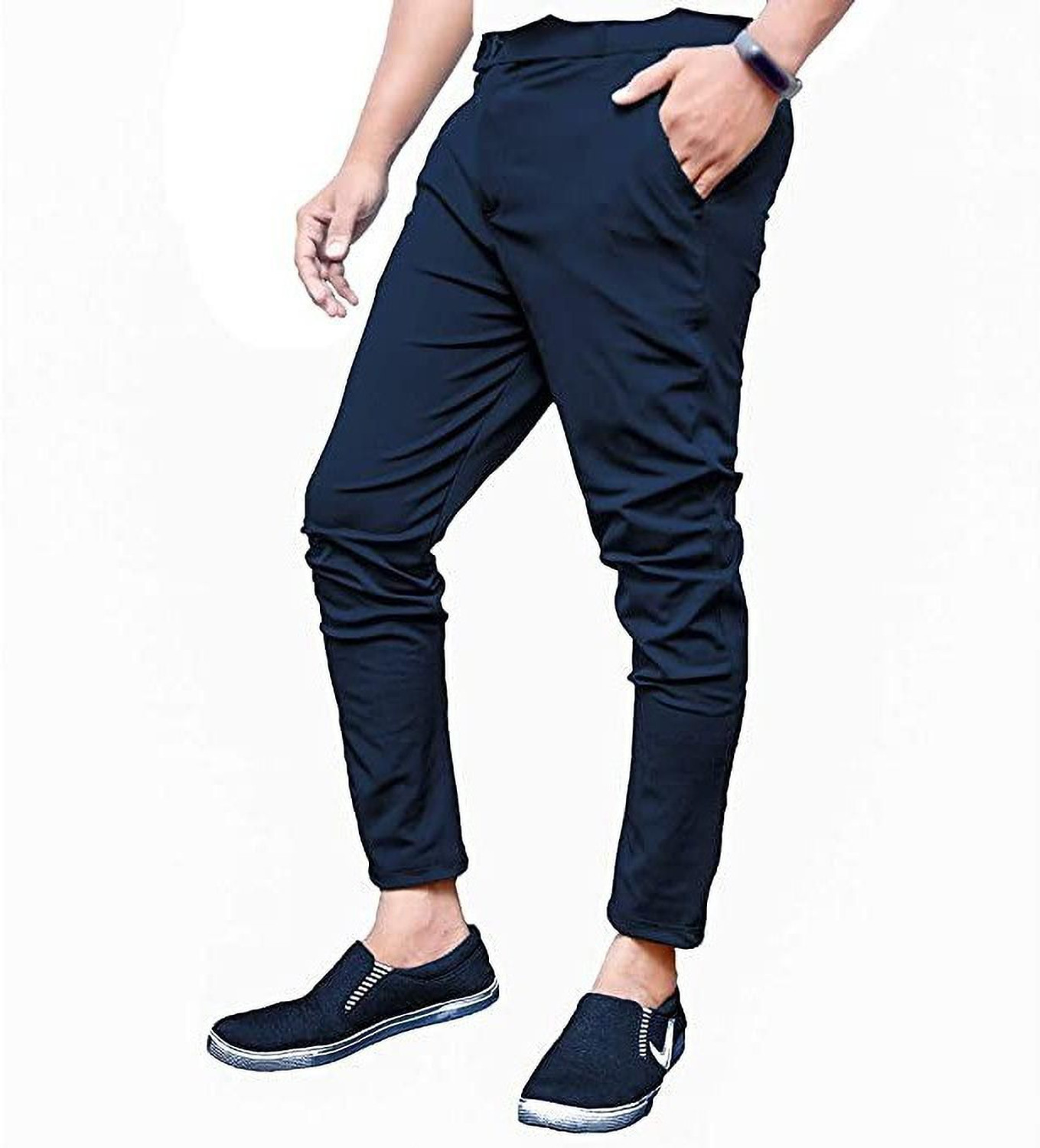 Image of COMBRAIDED Regular Fit Men Black Trousers