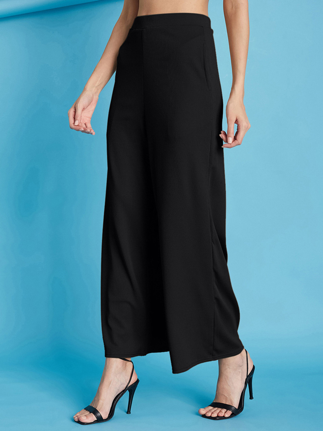 Image of DTR FASHION Flared Women Black Trousers