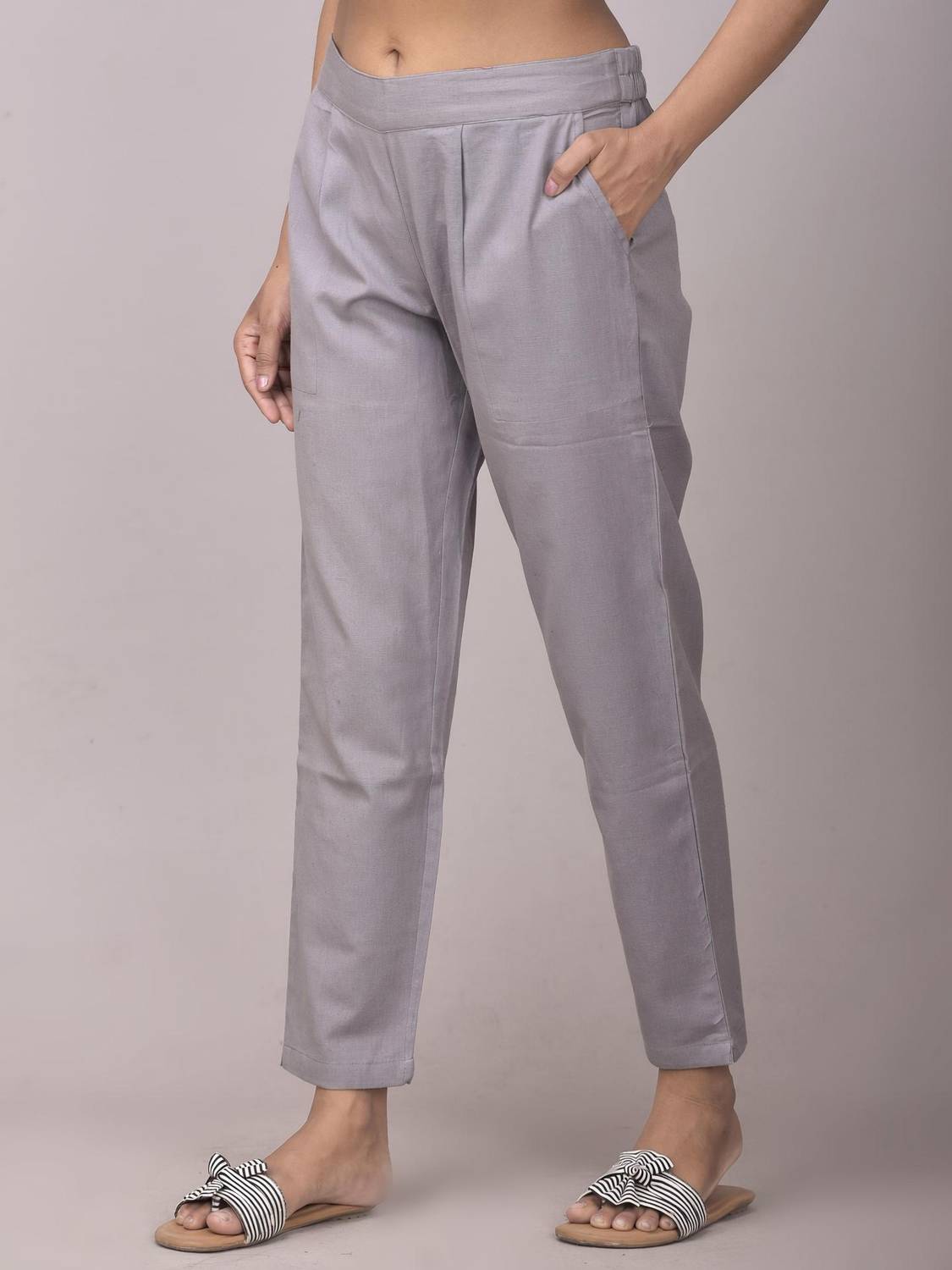 Tanusiya Regular Fit Women Grey Trousers