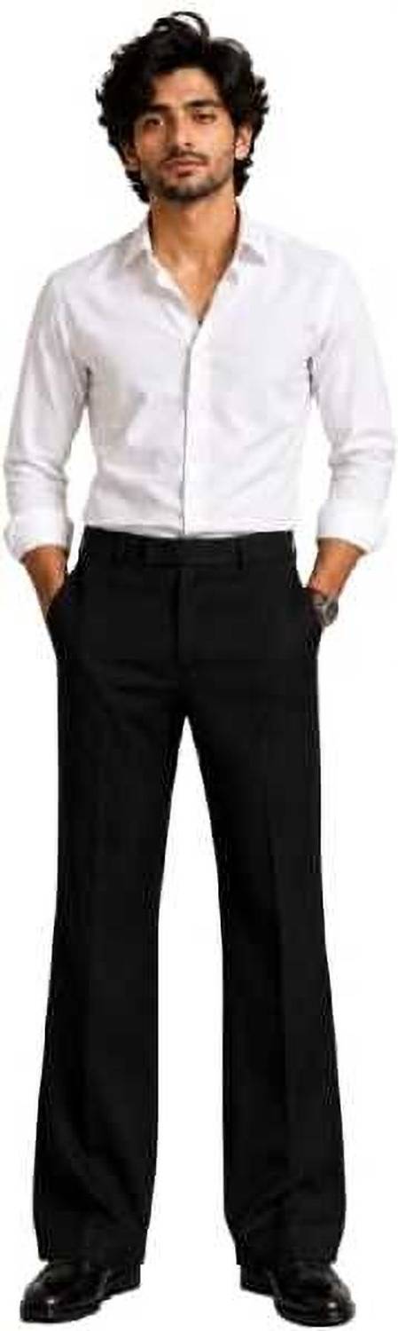 Naaz Men Flared Black Linen Blend Trousers - Image 1