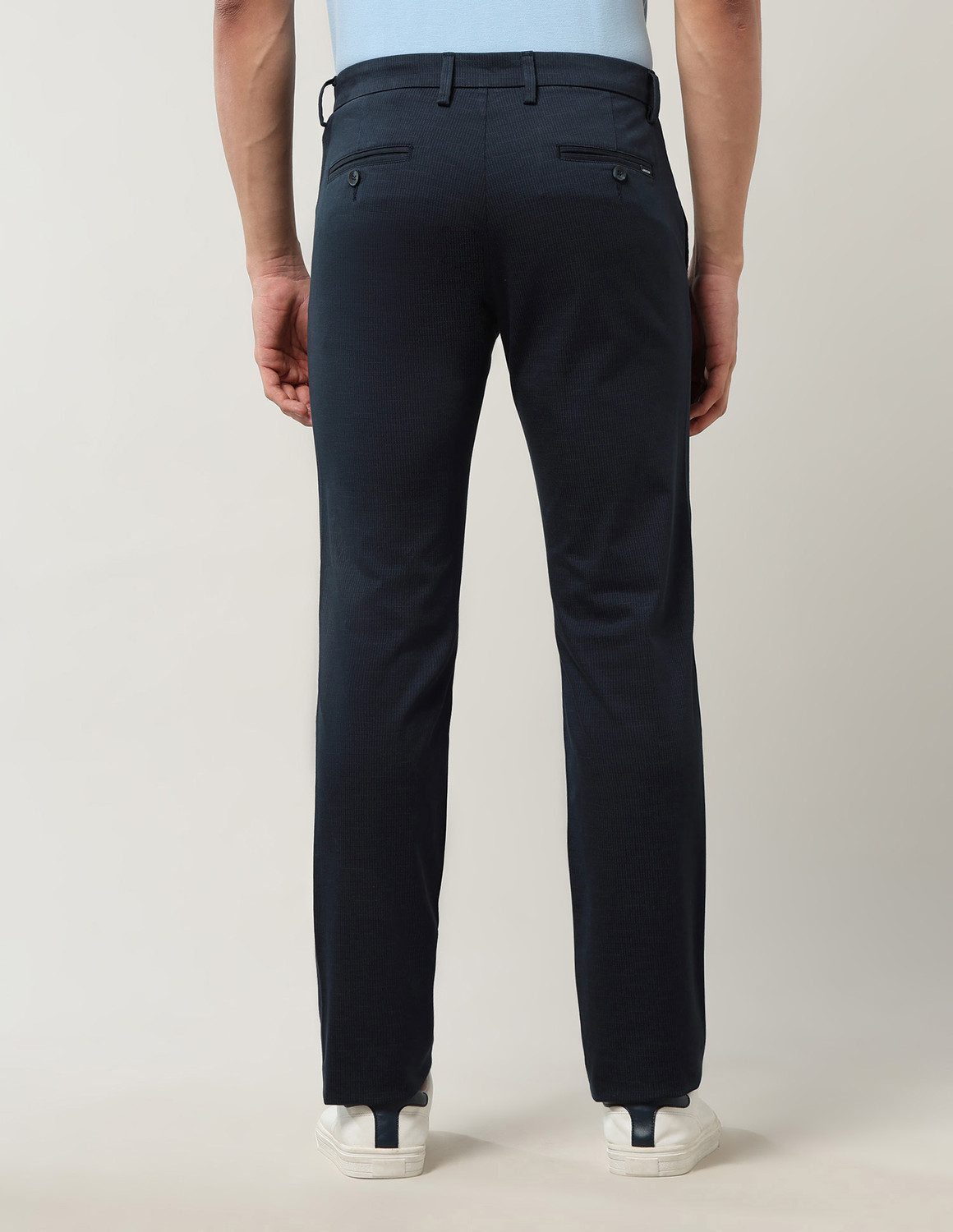 Image of Arrow Sport Slim Fit Men Blue Trousers